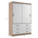 Guarda-Roupa Solteiro Veneza 2 Portas 6 Gavetas Demolição/Branco - Evidência Móveis