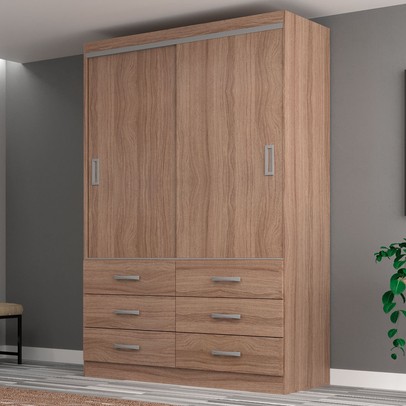 Guarda-Roupa Solteiro Veneza 2 Portas 6 Gavetas Demolição - Evidência Móveis
