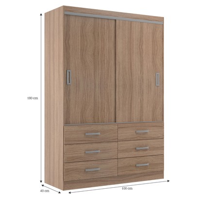 Guarda-Roupa Solteiro Veneza 2 Portas 6 Gavetas Demolição - Evidência Móveis