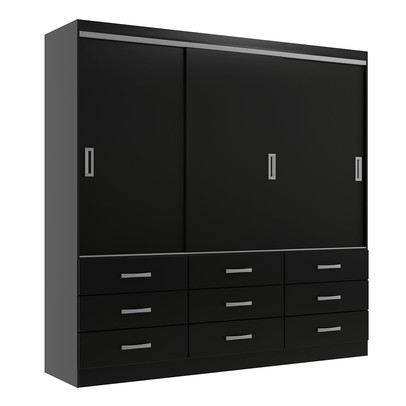 Guarda-Roupa Casal Isabela 3 Portas 9 Gavetas Black - Evidência Móveis