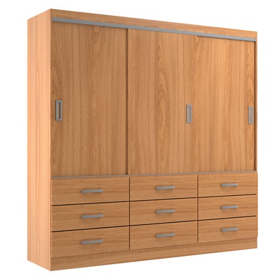 Guarda-Roupa Casal Isabela 3 Portas 9 Gavetas Cinamomo - Evidência Móveis