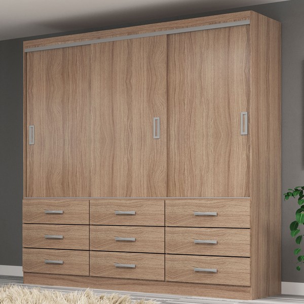 Guarda-Roupa Casal Isabela 3 Portas 9 Gavetas Demolição - Evidência Móveis