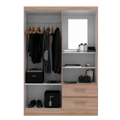 Guarda-Roupa Solteiro Capelinha 2 Portas 2 Gavetas com Espelho Demolição - Evidência Móveis