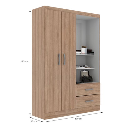 Guarda-Roupa Solteiro Capelinha 2 Portas 2 Gavetas com Espelho Demolição - Evidência Móveis