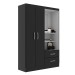 Guarda-Roupa Solteiro Capelinha 2 Portas 2 Gavetas com Espelho Black - Evidência Móveis
