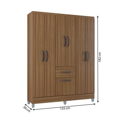 Guarda-Roupa Casal Turim 7 Portas 1 Gaveta Castanho - Poquema