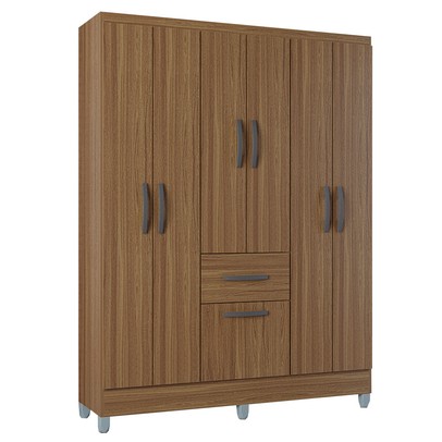 Guarda-Roupa Casal Turim 7 Portas 1 Gaveta Castanho - Poquema