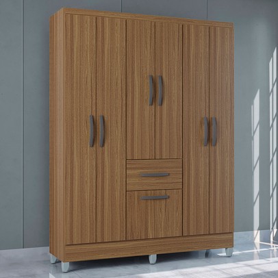 Guarda-Roupa Casal Turim 7 Portas 1 Gaveta Castanho - Poquema