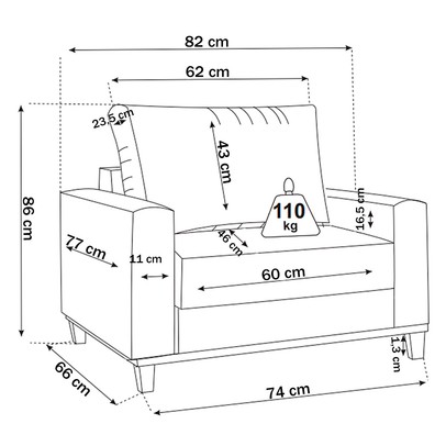 Poltrona Itália Linho Bronze - Vian