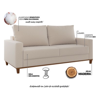 Sofá 2 Lugares Gibran Linho Bronze - Vian