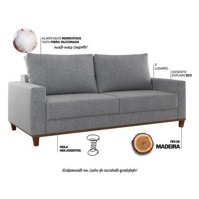 Sofá 2 Lugares Gibran Linho Inox - Vian