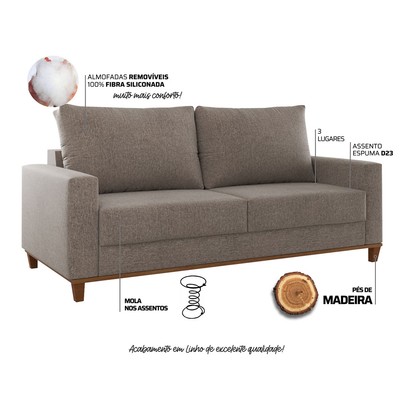 Sofá 2 Lugares Gibran Linho Kaki - Vian
