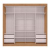 Guarda-Roupa Casal Seul 100% Mdf 2 Portas 4 Gavetas com Espelho Freijo/Off White - Mx Móveis