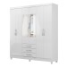 Guarda-Roupa Casal Toledo 6 Portas 3 Gavetas com Espelho Branco - Mx Móveis