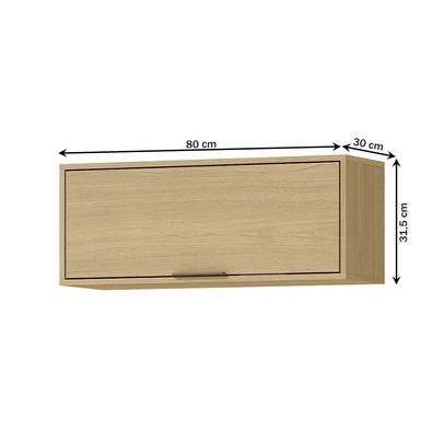 Armário Aéreo de Cozinha 80 Cm Glória 1 Porta Basculante Castanho - Mx Móveis