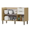 Balcão de Cozinha para Pia 120 Cm Glória 3 Portas 2 Gavetas Castanho/Off White - Mx Móveis