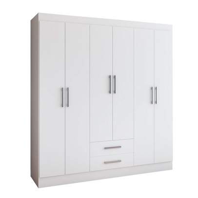 Guarda-Roupa Casal ártico 6 Portas 2 Gavetas Branco - Panorama Móveis