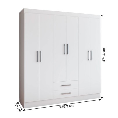 Guarda-Roupa Casal ártico 6 Portas 2 Gavetas Branco - Panorama Móveis