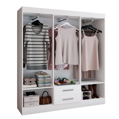 Guarda-Roupa Casal ártico 6 Portas 2 Gavetas Branco - Panorama Móveis