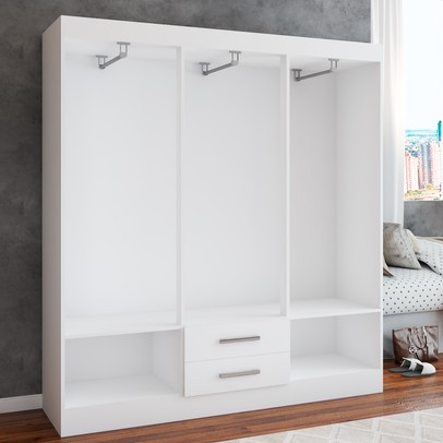 Guarda-Roupa Casal ártico 6 Portas 2 Gavetas Branco - Panorama Móveis