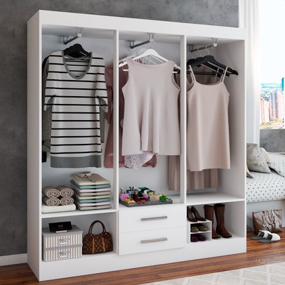 Guarda-Roupa Casal ártico 6 Portas 2 Gavetas Branco - Panorama Móveis