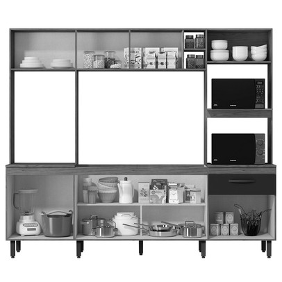 Cozinha Compacta Zoe 6 Portas 1 Gaveta Freijó/Off White - Mx Móveis