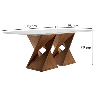 Mesa de Jantar 6 Lugares Espanha com Vidro Chocolate/Off White/Cinza - Panorama Móveis