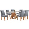 Mesa de Jantar 6 Lugares Montreal com Vidro Cinamomo/Off White/Suede Cinza - Panorama Móveis