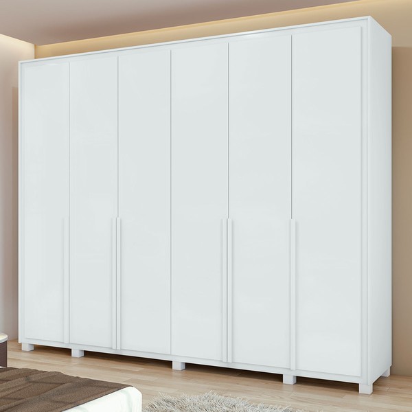 Guarda-Roupa Casal Imperatore 6 Portas 6 Gavetas 100% Mdf 81668.284 Branco - Móveis Lopas