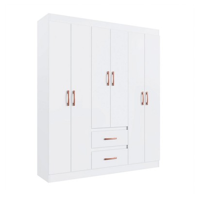 Guarda-Roupa Solteiro Texas 6 Portas 2 Gavetas Branco - Doripel