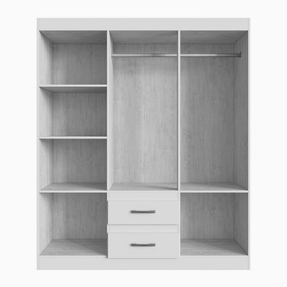 Guarda-Roupa Solteiro Texas 6 Portas 2 Gavetas Off White/Nogueira - Doripel