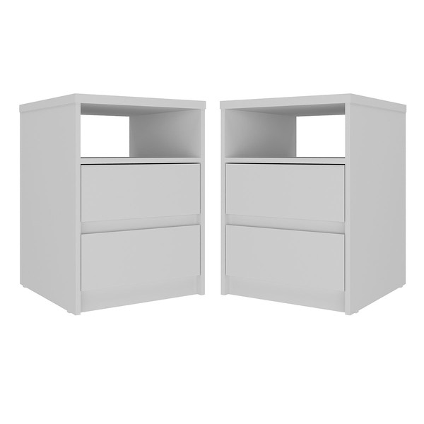 Mesa de Cabeceira Gales Kit 2 Mesas de Cabeceira 100% Mdf Branca - Mambel