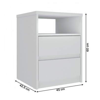 Mesa de Cabeceira Gales Kit 2 Mesas de Cabeceira 100% Mdf Branca - Mambel