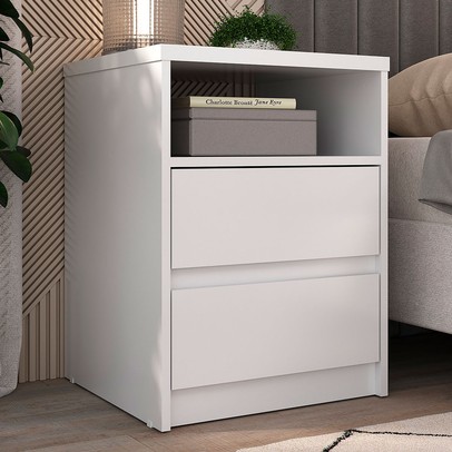 Mesa de Cabeceira Gales Kit 2 Mesas de Cabeceira 100% Mdf Branca - Mambel