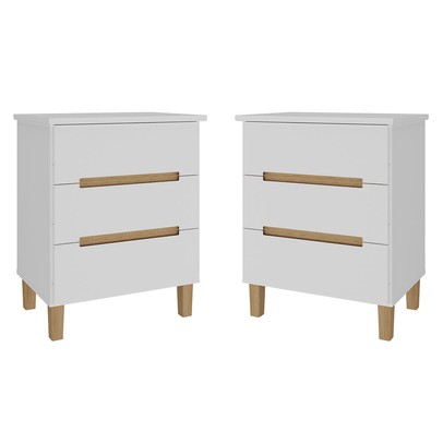 Mesa de Cabeceira Logan Kit 2 Mesas de Cabeceira 100% Mdf Branco/Olmo - Mambel