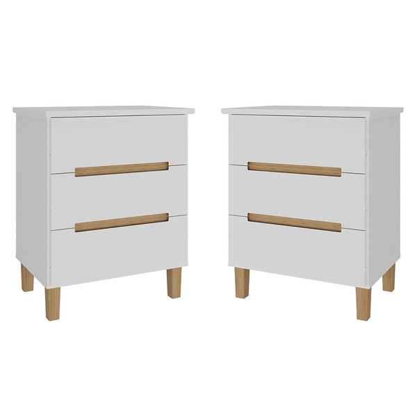 Mesa de Cabeceira Logan Kit 2 Mesas de Cabeceira 100% Mdf Branco/Olmo - Mambel