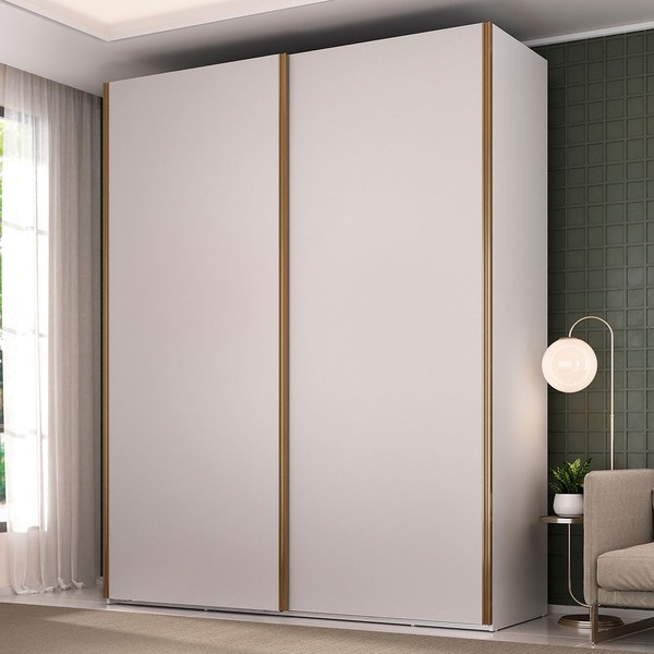 Guarda-Roupa Solteiro Veneto 2 Portas 3 Gavetas 100% Mdf Branco - Mambel
