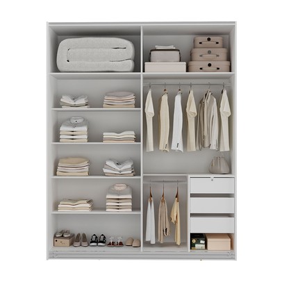 Guarda-Roupa Solteiro Veneto 2 Portas 3 Gavetas 100% Mdf Branco - Mambel