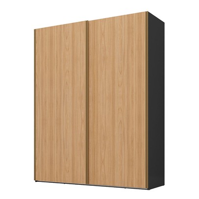 Guarda-Roupa Solteiro Veneto 2 Portas 3 Gavetas 100% Mdf Preto/Olmo Italiano - Mambel