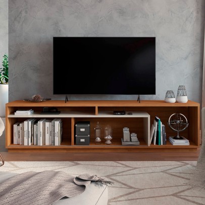 Rack para TV Até 75 Polegadas Columbus 1 Porta Naturalle/Off White - Panorama Móveis