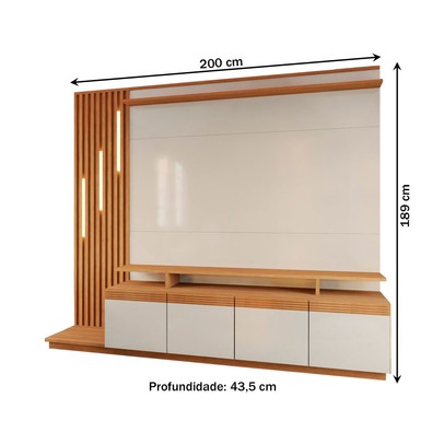 Estante para TV Até 65 Polegadas Escandinávia com Led 4 Portas Cinamomo/Off White - Panorama Móveis
