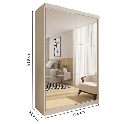 Guarda-Roupa Solteiro Lyon Top 2 Portas de Correr 2 Gavetas Branco - Panorama Móveis