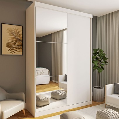 Guarda-Roupa Solteiro Toulouse 2 Portas de Correr 2 Gavetas Branco - Panorama Móveis