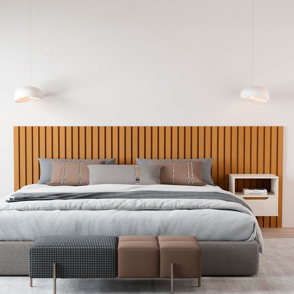 Cabeceira King Maracá com Mesa de Cabeceira Nature/Perola - Jb Bechara