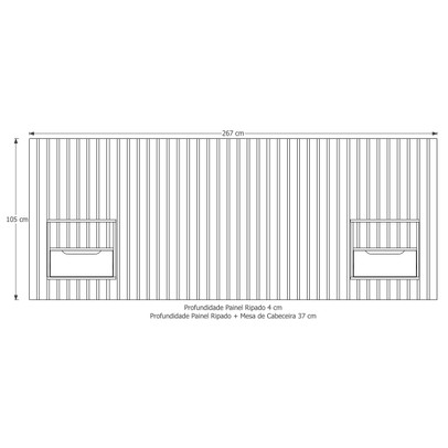 Cabeceira Queen Maracá com Mesa de Cabeceira 267 Nature/Perola - Jb Bechara