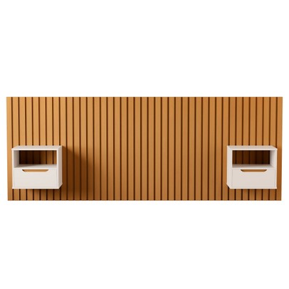 Cabeceira Queen Maracá com Mesa de Cabeceira 267 Nature/Perola - Jb Bechara