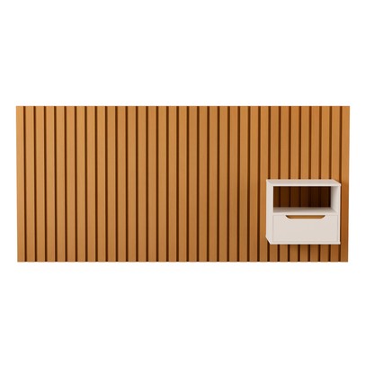 Cabeceira Queen Maracá com Mesa de Cabeceira Nature/Perola - Jb Bechara