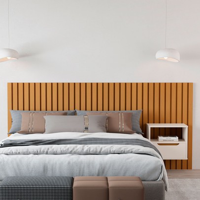 Cabeceira Queen Maracá com Mesa de Cabeceira Nature/Perola - Jb Bechara