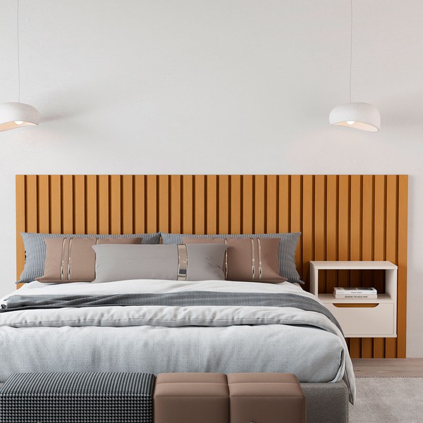 Cabeceira Queen Maracá com Mesa de Cabeceira Nature/Perola - Jb Bechara