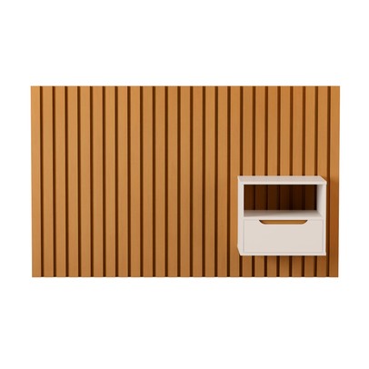 Cabeceira Solteiro Maracá com Mesa de Cabeceira Nature/Perola - Jb Bechara